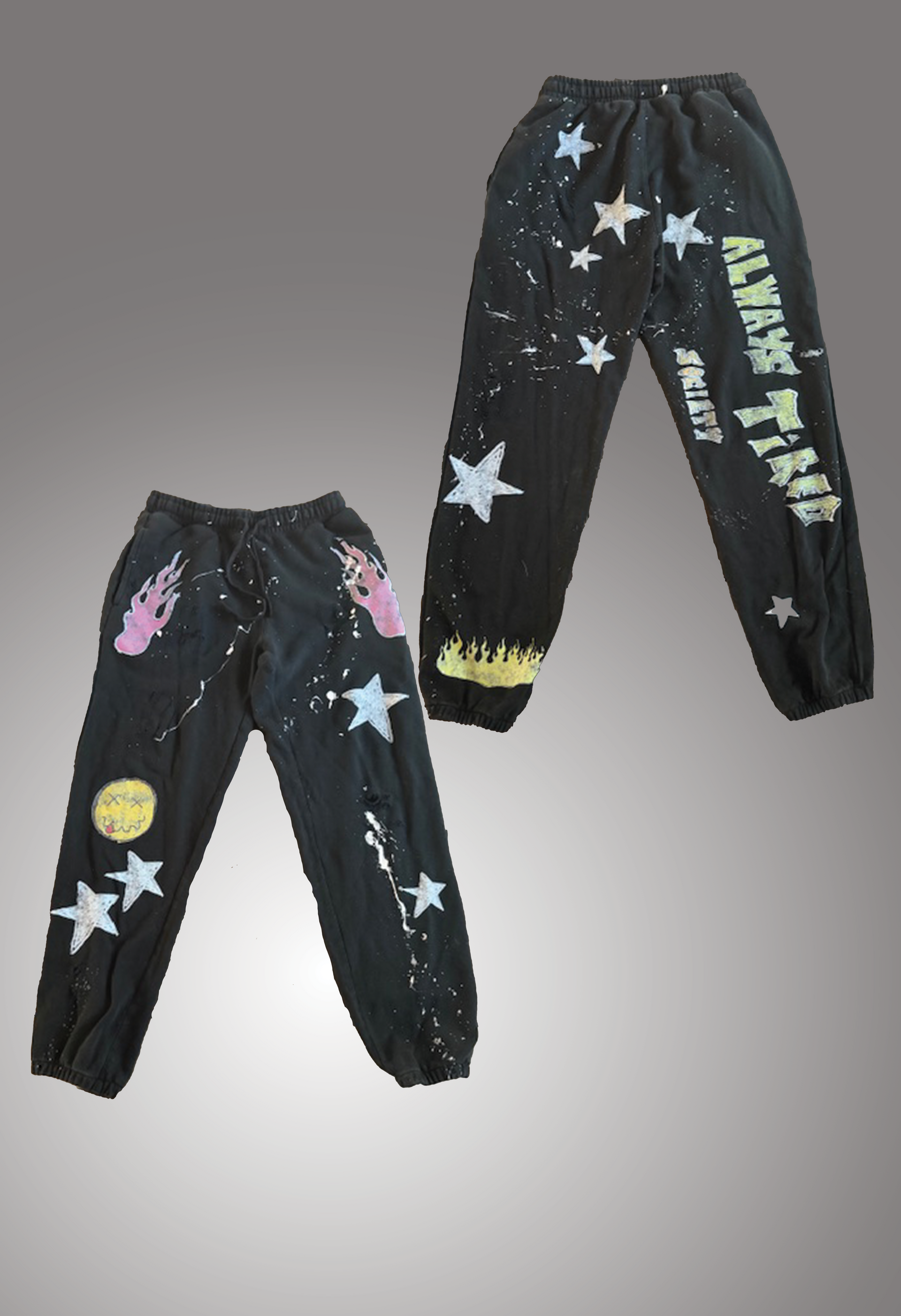 Distressed Graffiti Sweat Pants